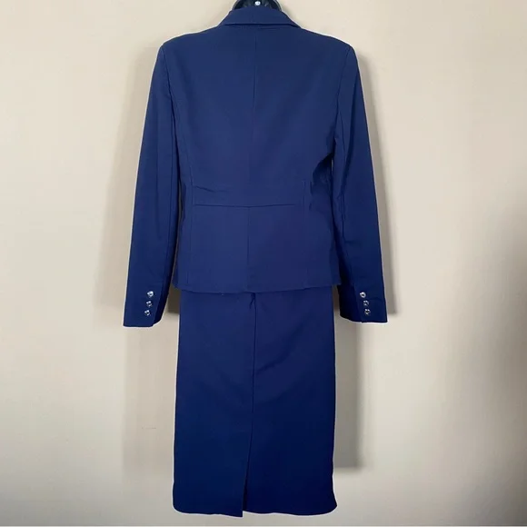 New York & Co Dark Blue Button Skirt Suit - Picture 2 of 15